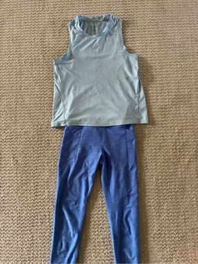 Light Periwinkle Tank Top paired with Periwinkle Blue Leggings Active Set